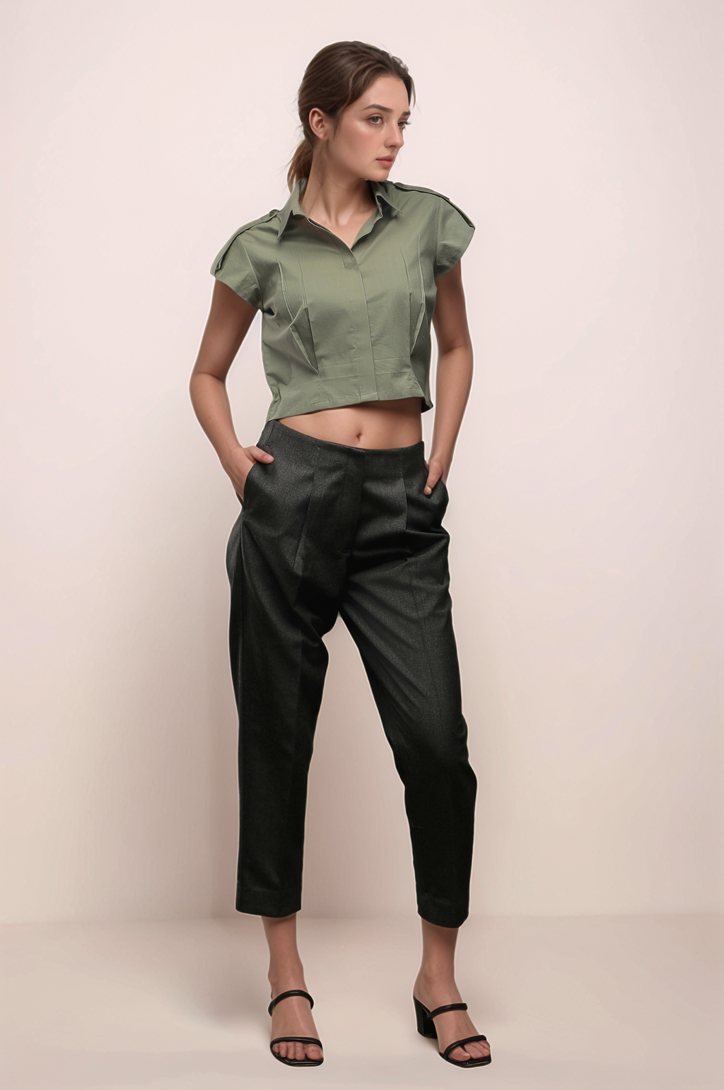 Dark Grey Ankle Length Baggy Pant