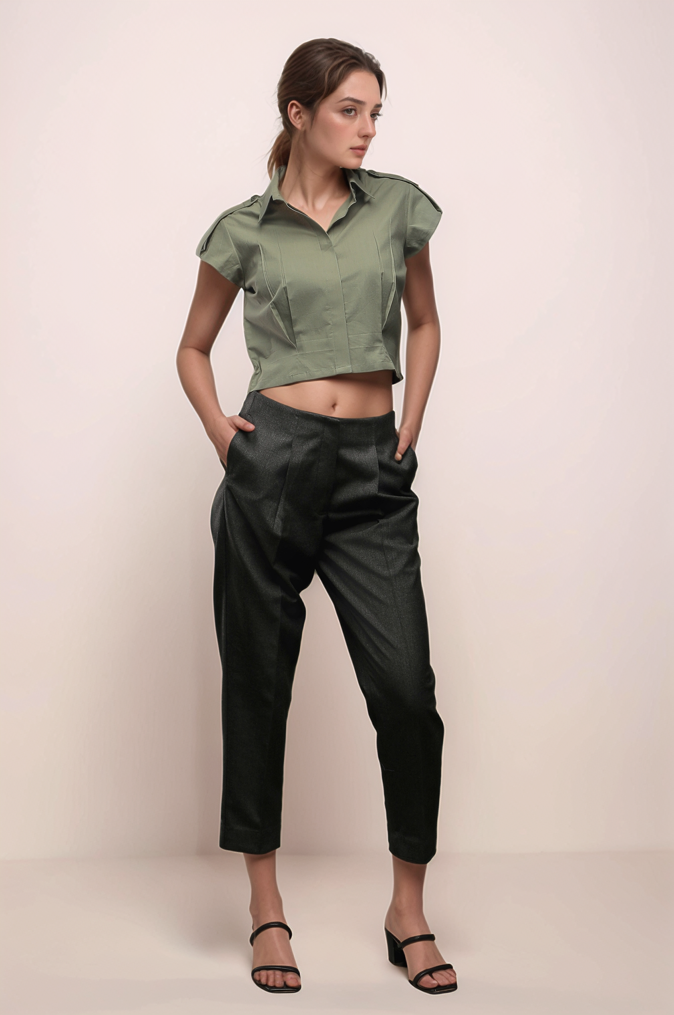 Dark Grey Ankle Length Baggy Pant