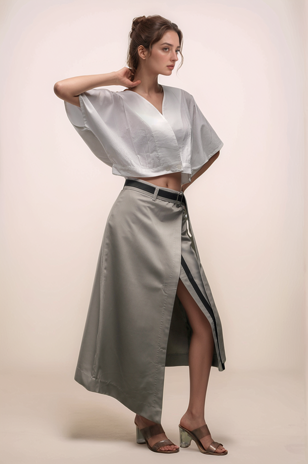 Grey Overlapped Skirt