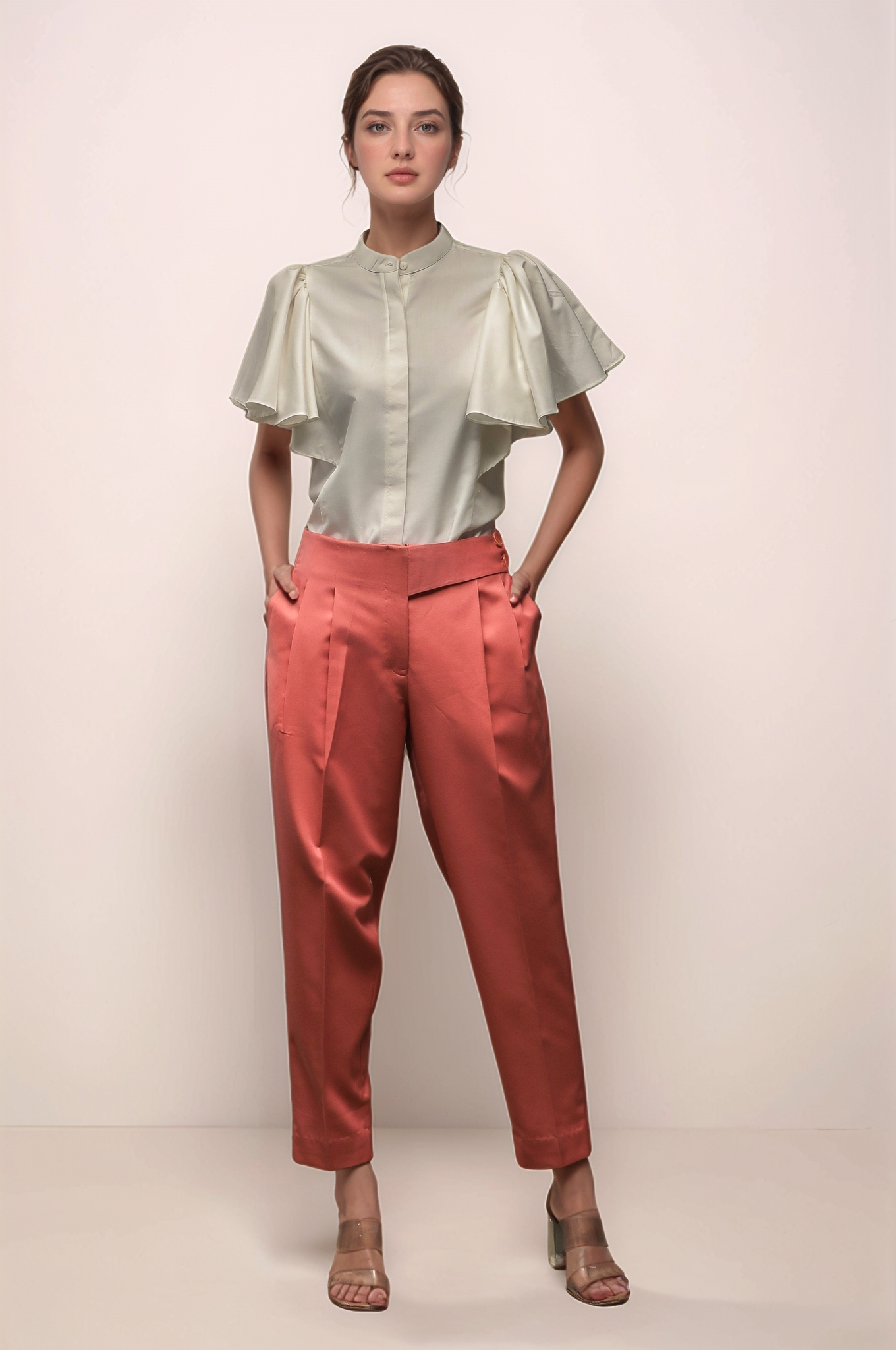 Peach Long Belt Trouser