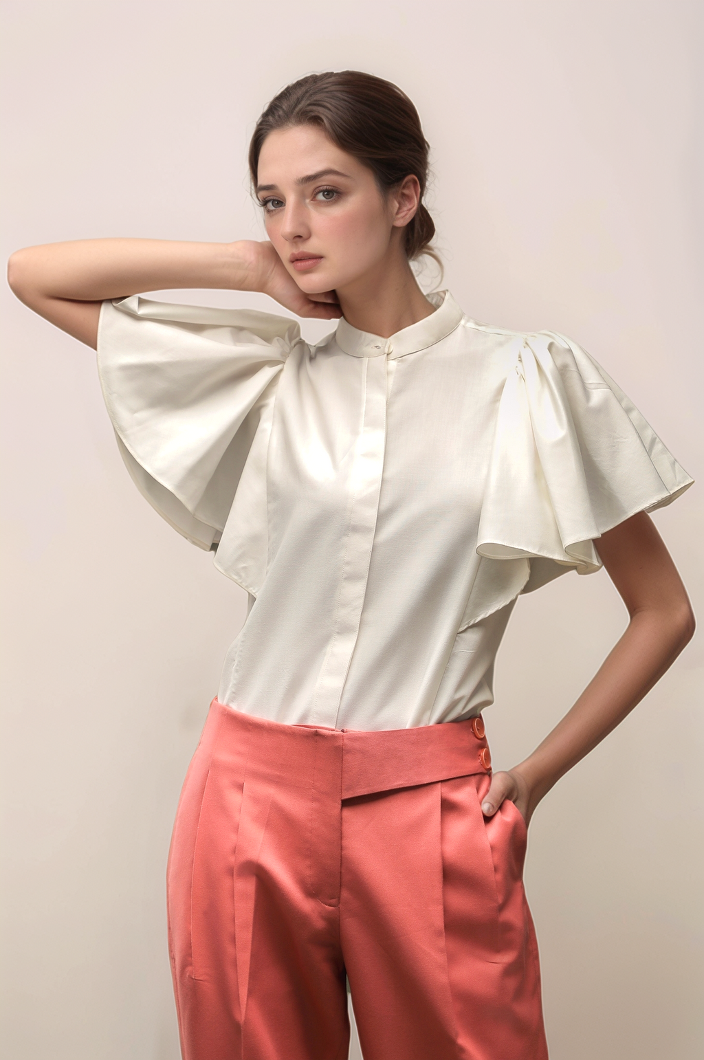 White Flared Bell Sleeve Shirt