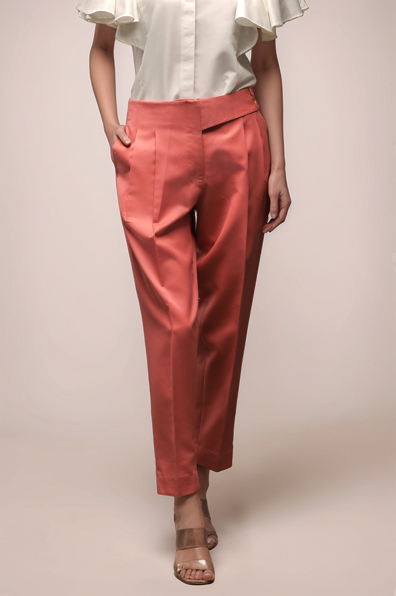 Peach Long Belt Trouser