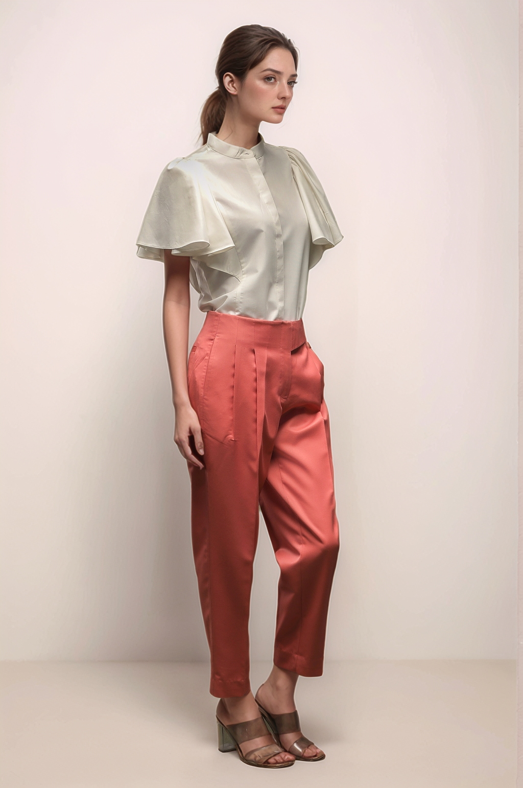 Peach Long Belt Trouser