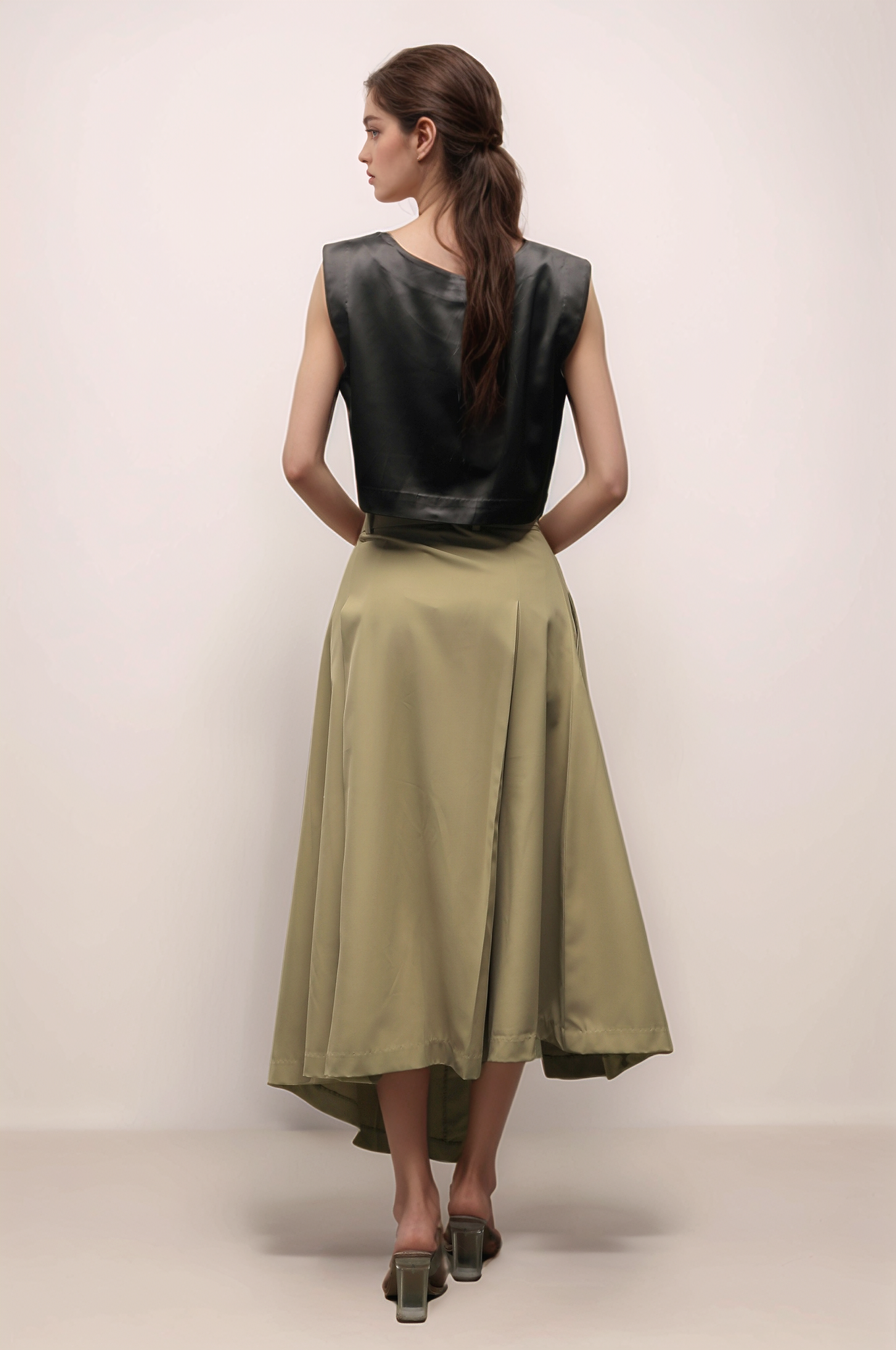 Sage Khaki Overlapped Skirt