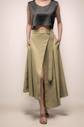 Sage Khaki Overlapped Skirt