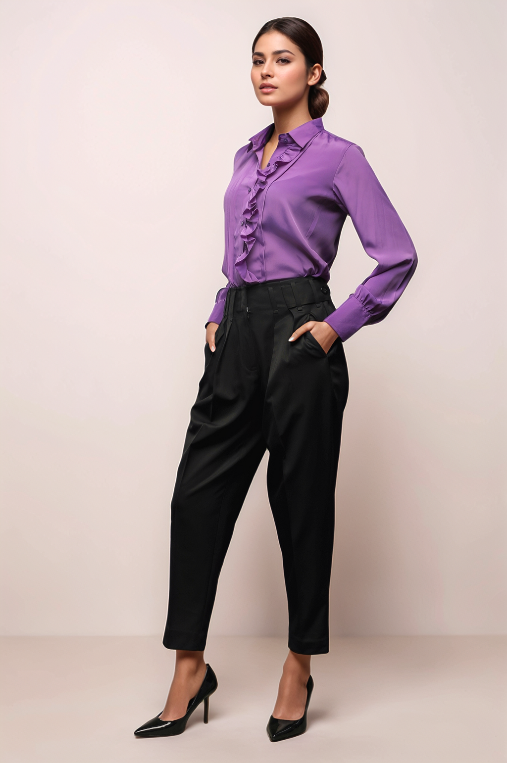 Black Baggy Cropped Trouser