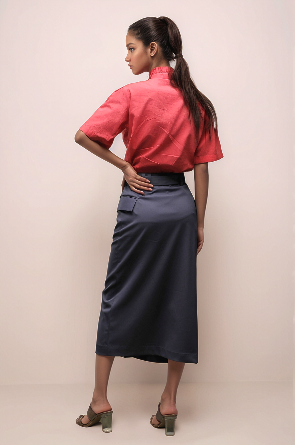 Coral Pink Frill Shirt