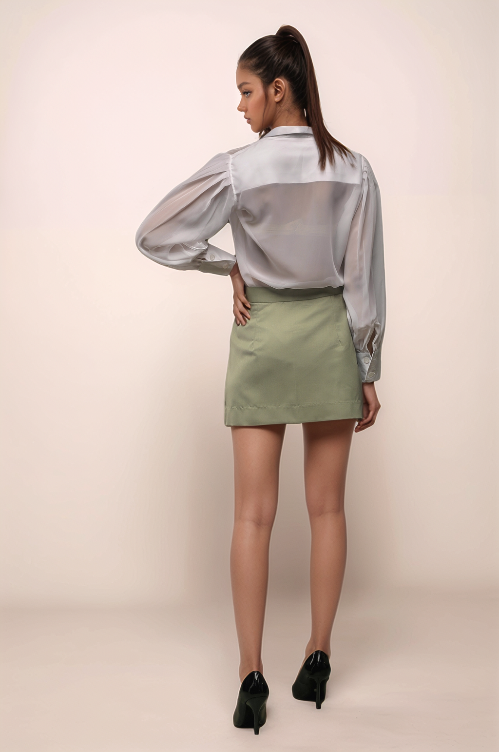 White Georgette Panel Shirt