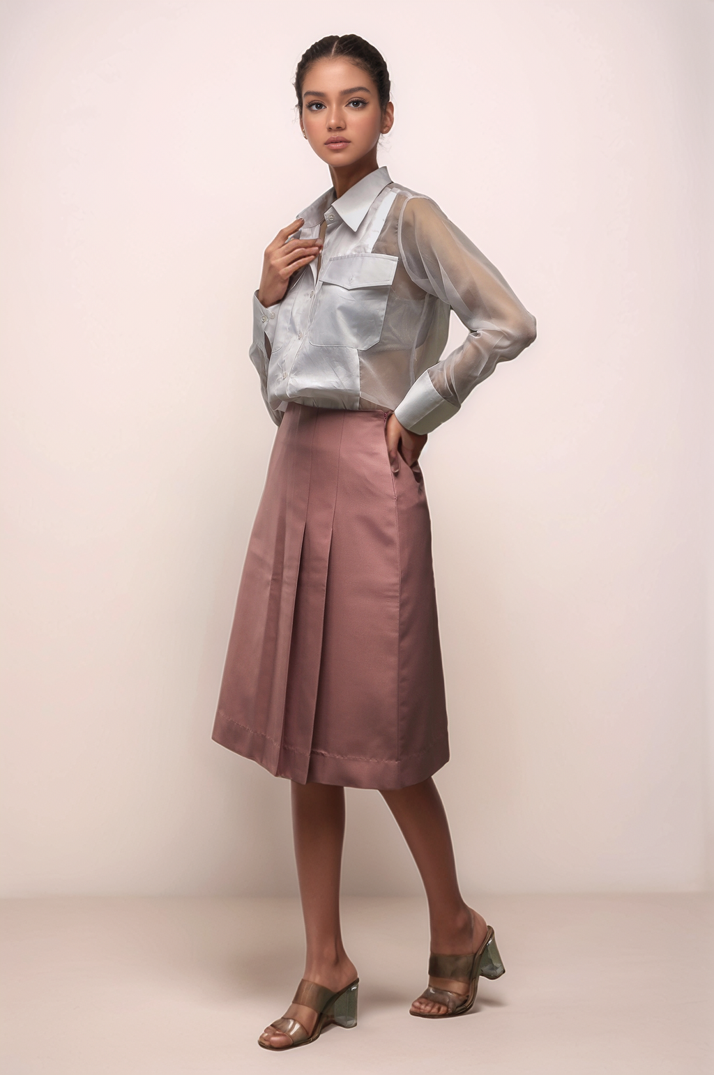 Pink Side Pleated Skirt