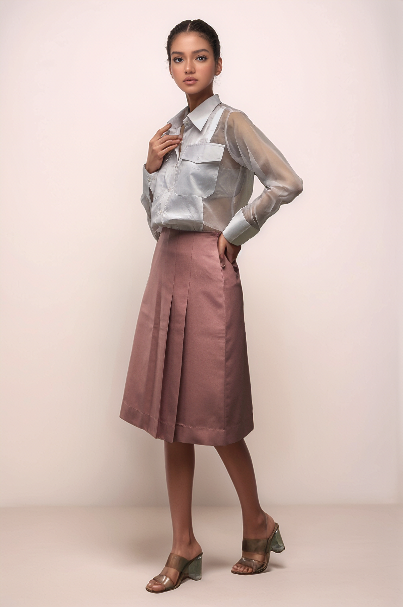 Pink Side Pleated Skirt