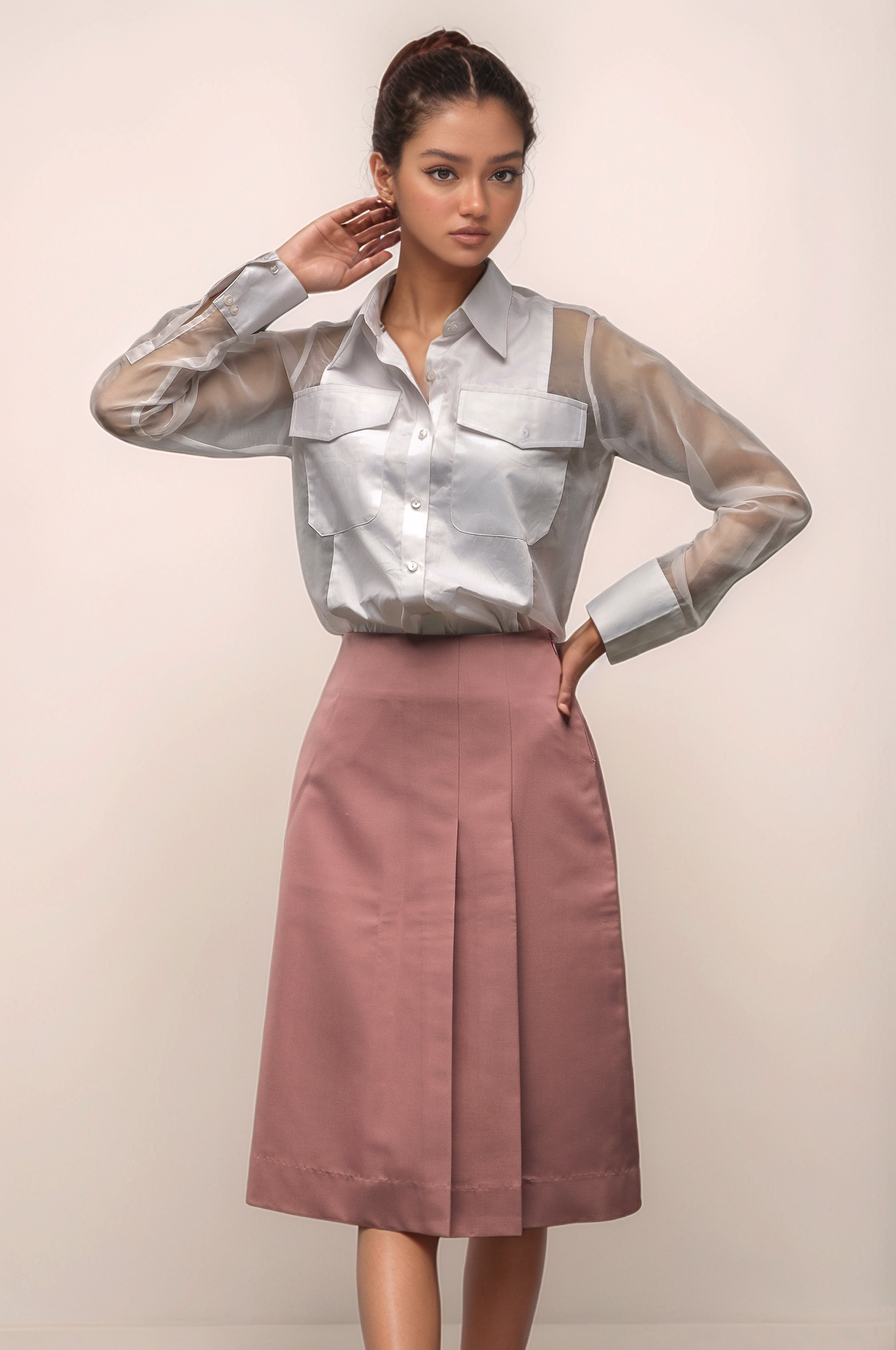 Pink Side Pleated Skirt