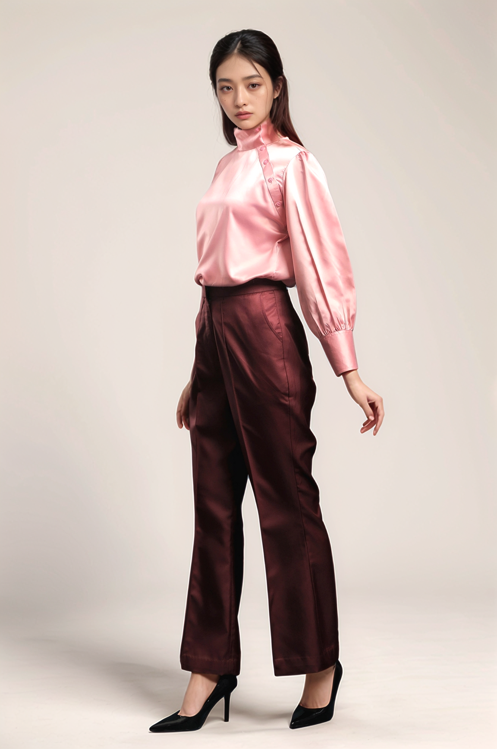 Wine Bellbottom Trouser