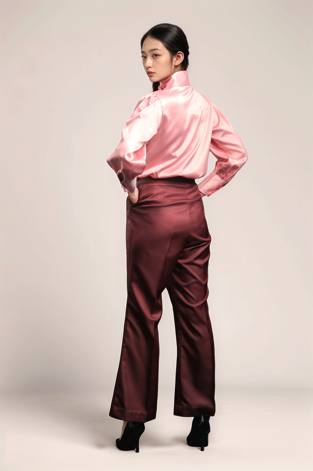 Wine Bellbottom Trouser