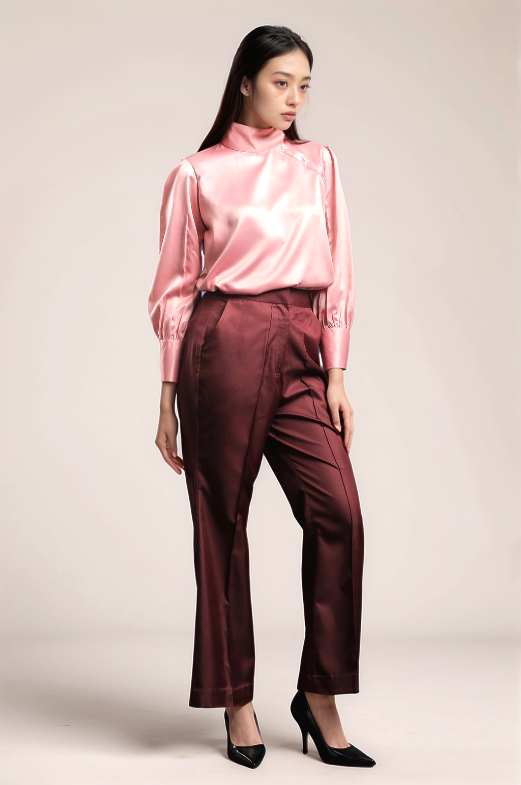 Wine Bellbottom Trouser