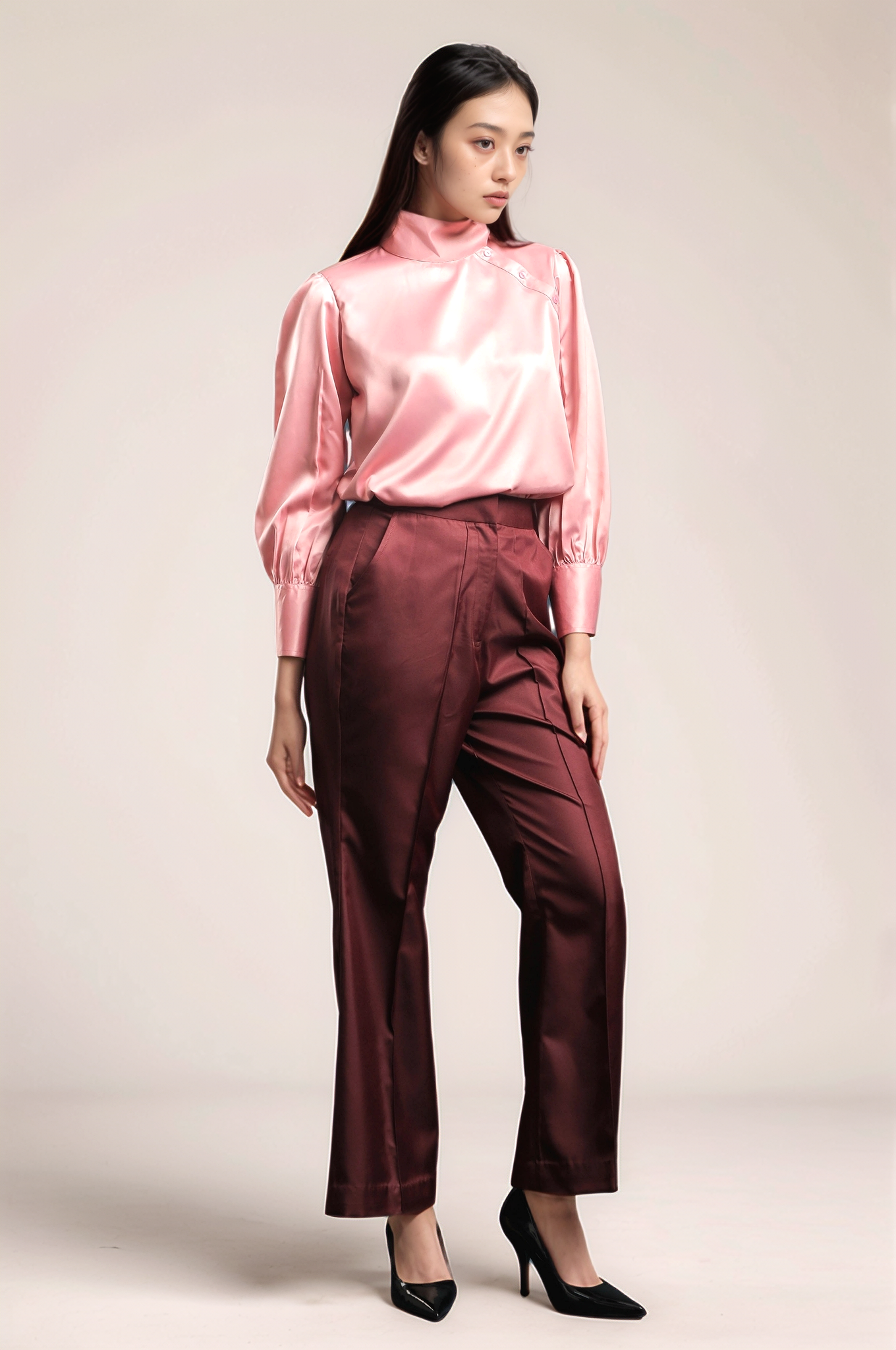 Wine Bellbottom Trouser