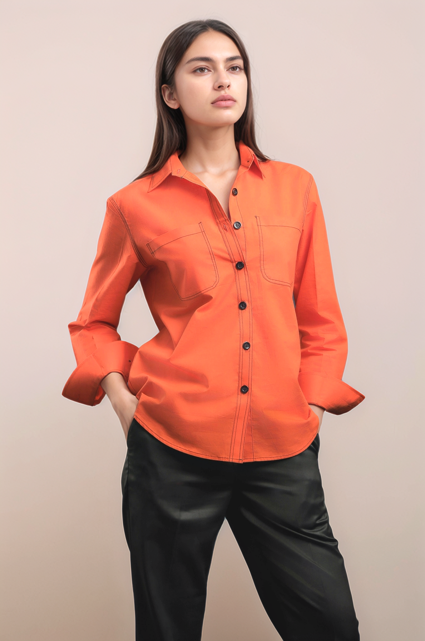 Orange Cotton Shirt