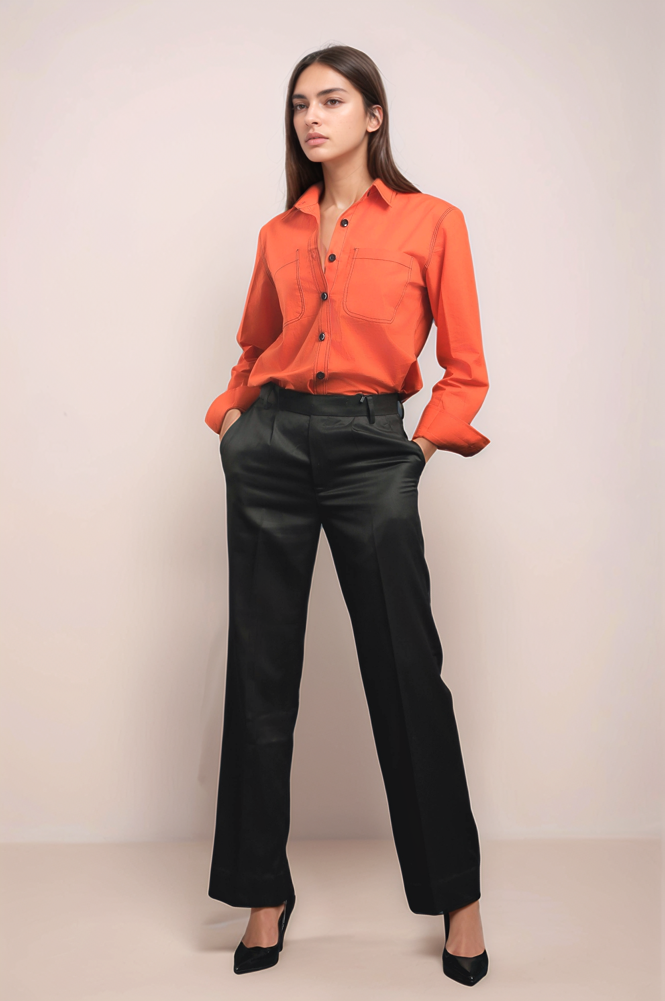 Orange Cotton Shirt