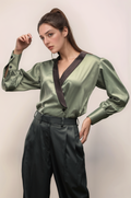 Pastel Green Shawl Collar Shirt