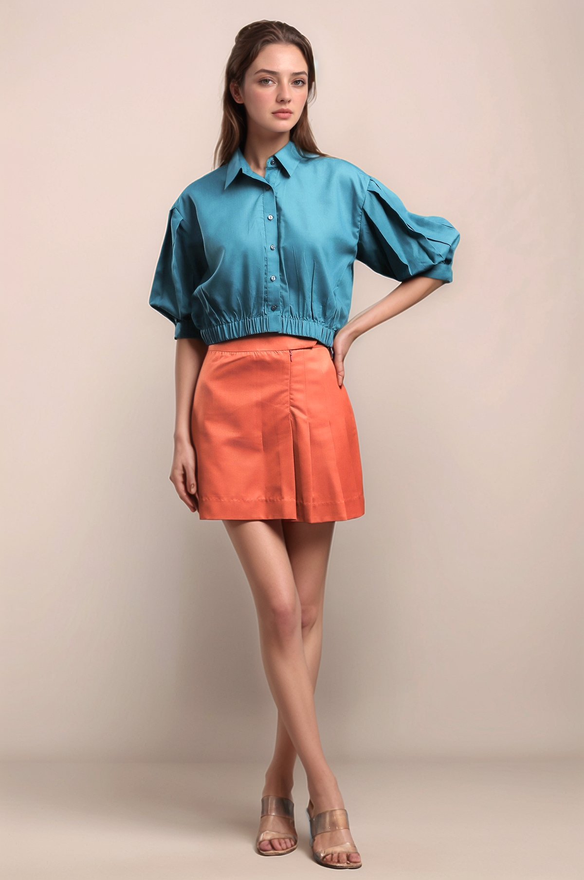 Rama Blue Crop Shirt