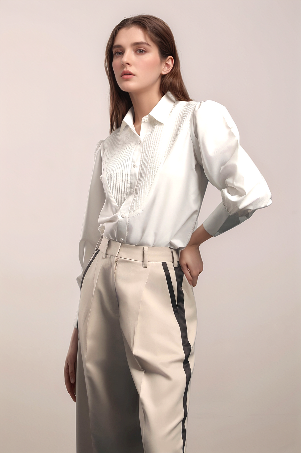 White Tuxedo Yoke Shirt
