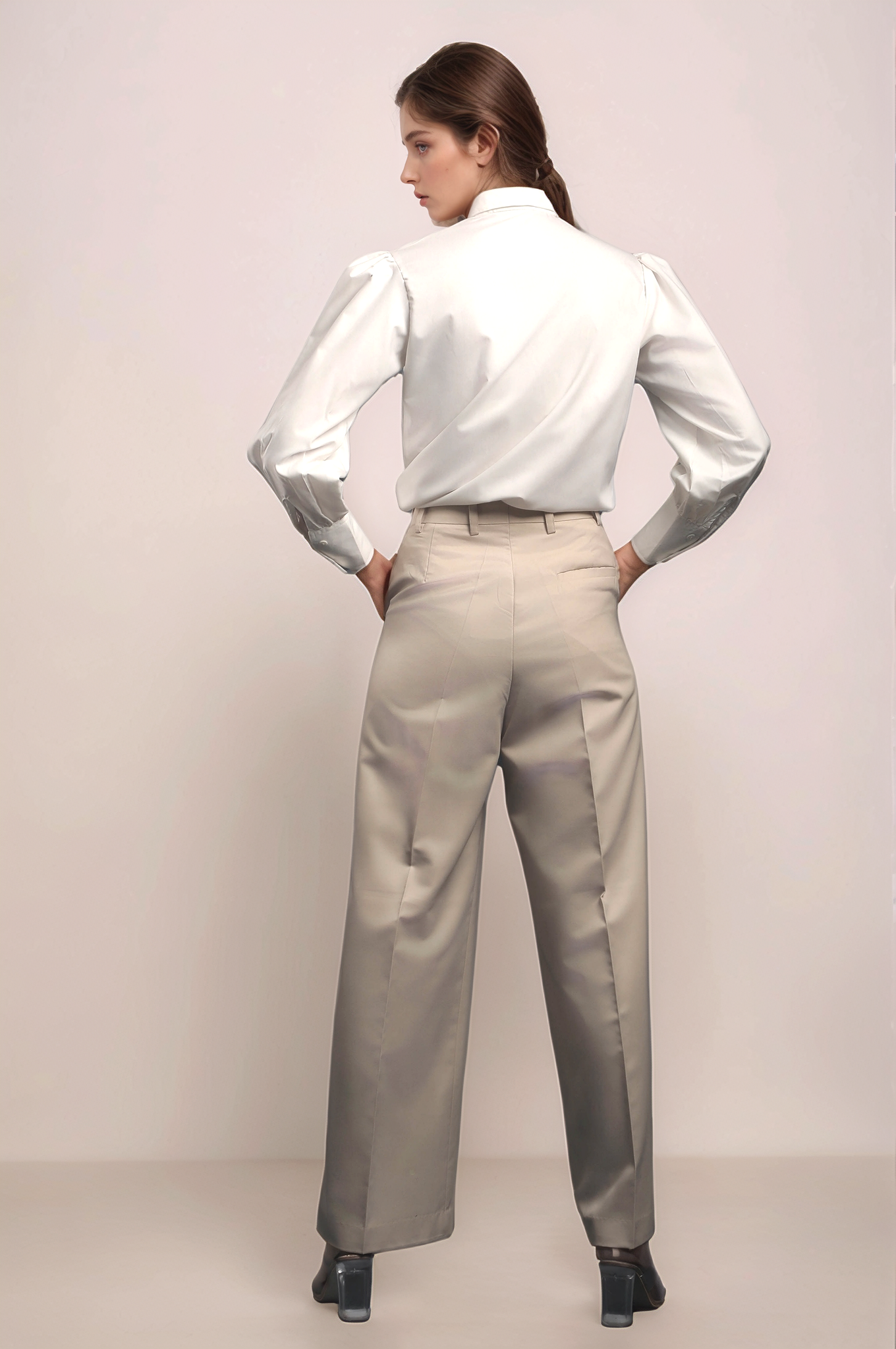Beige Tuxedo Trouser