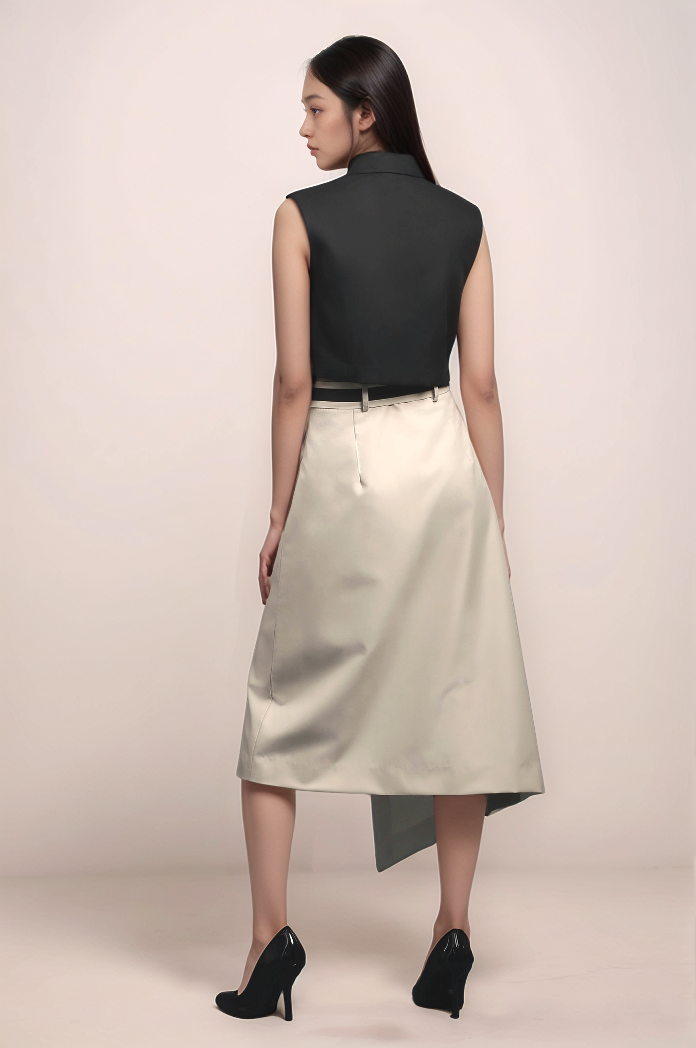 Beige Overlapped Skirt