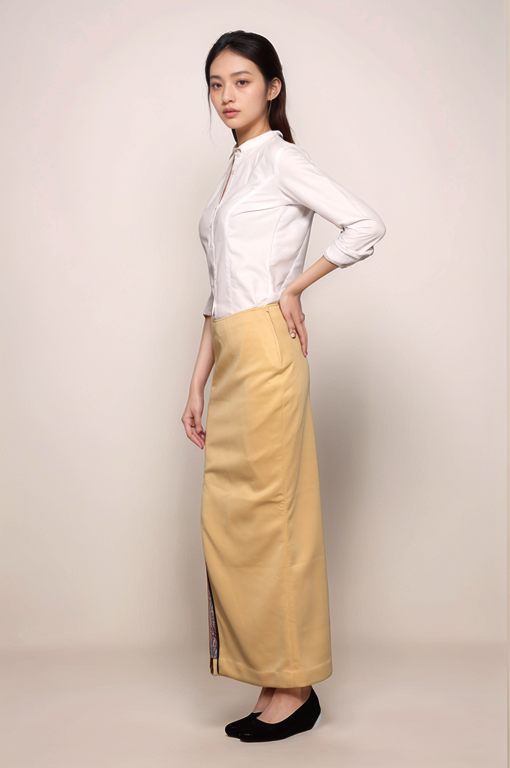 Beige Long Skirt