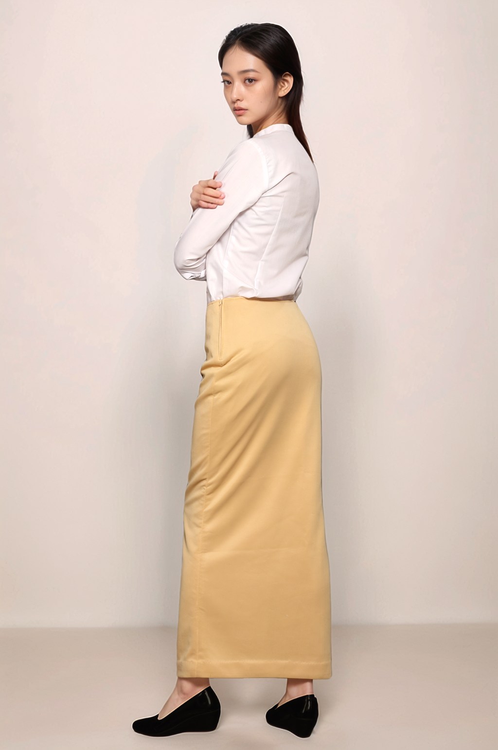 Beige Long Skirt