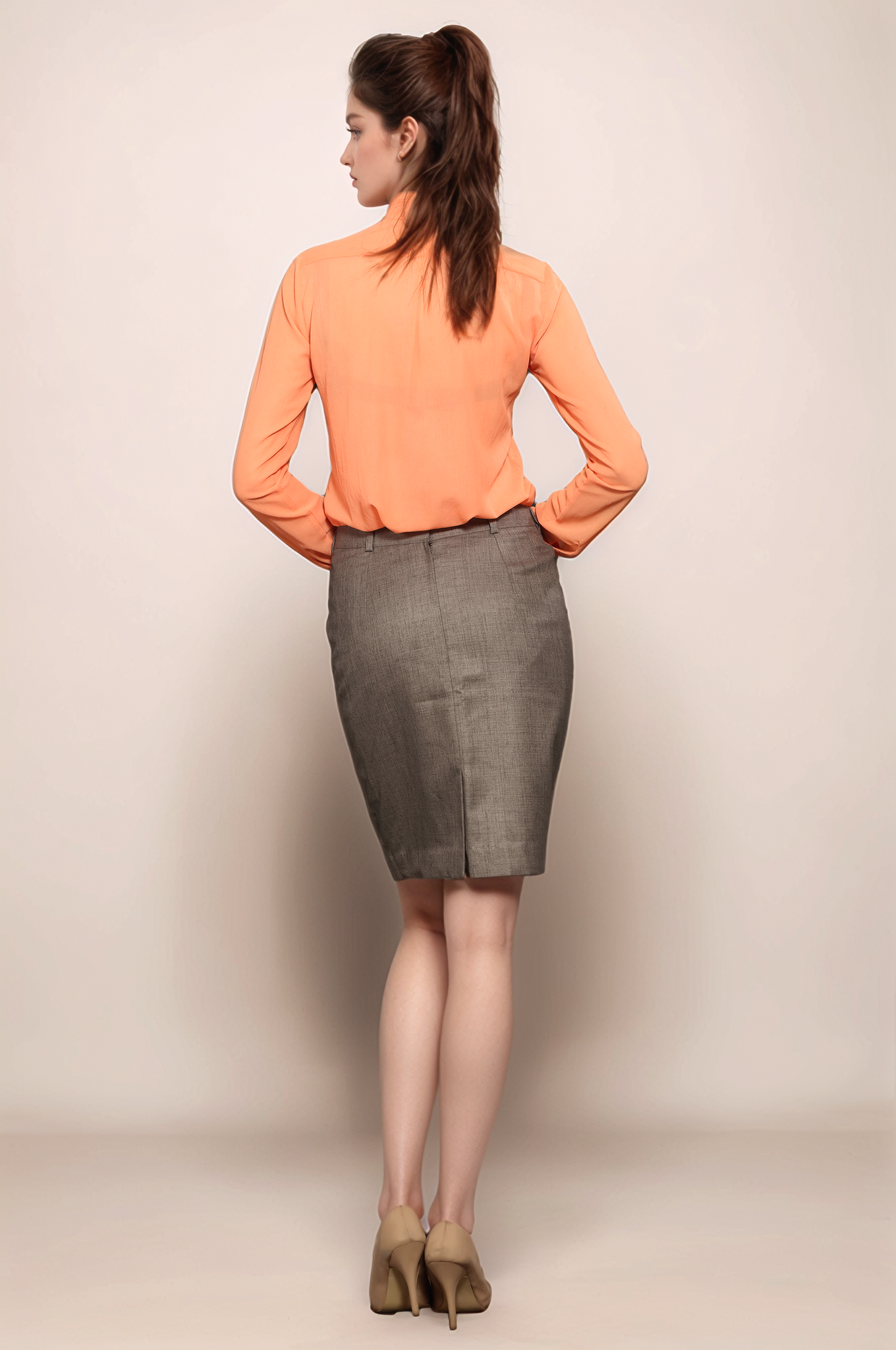 Beige Formal Skirt