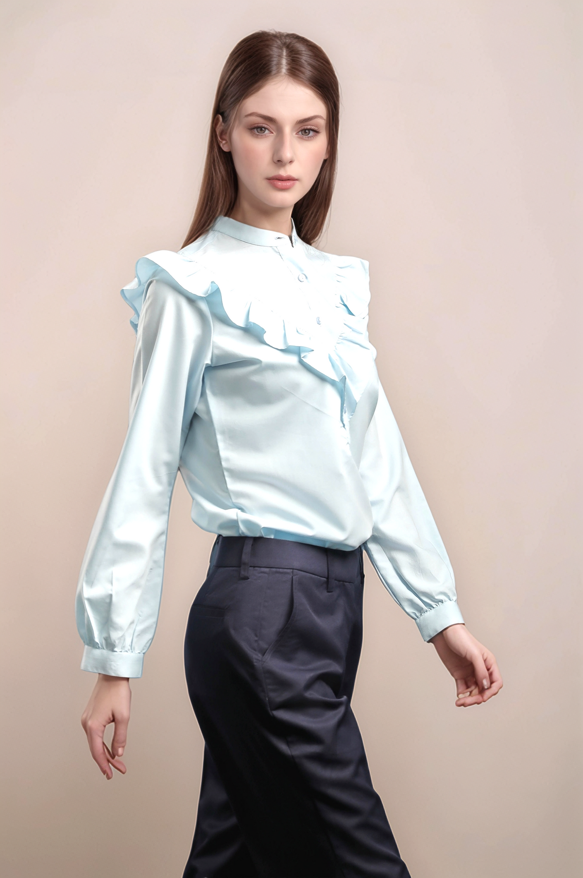Sky Blue Frill Shirt