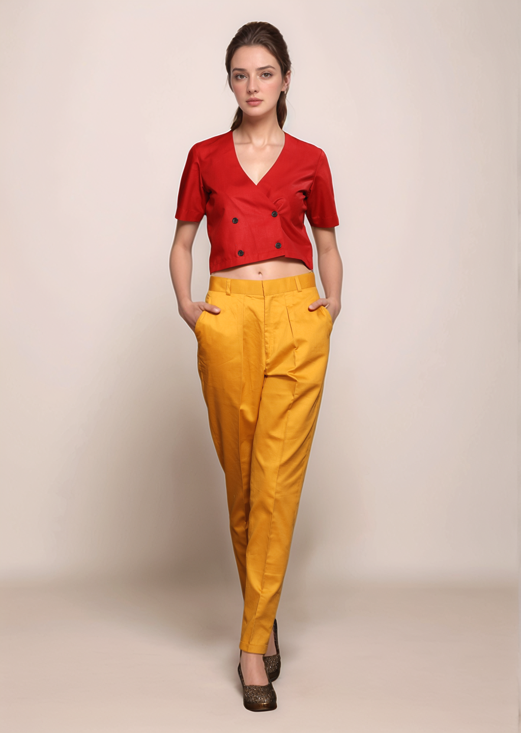 Yellow Cotton Trouser