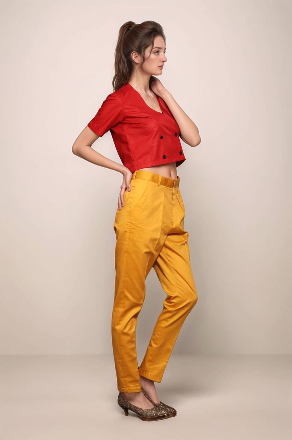 Yellow Cotton Trouser