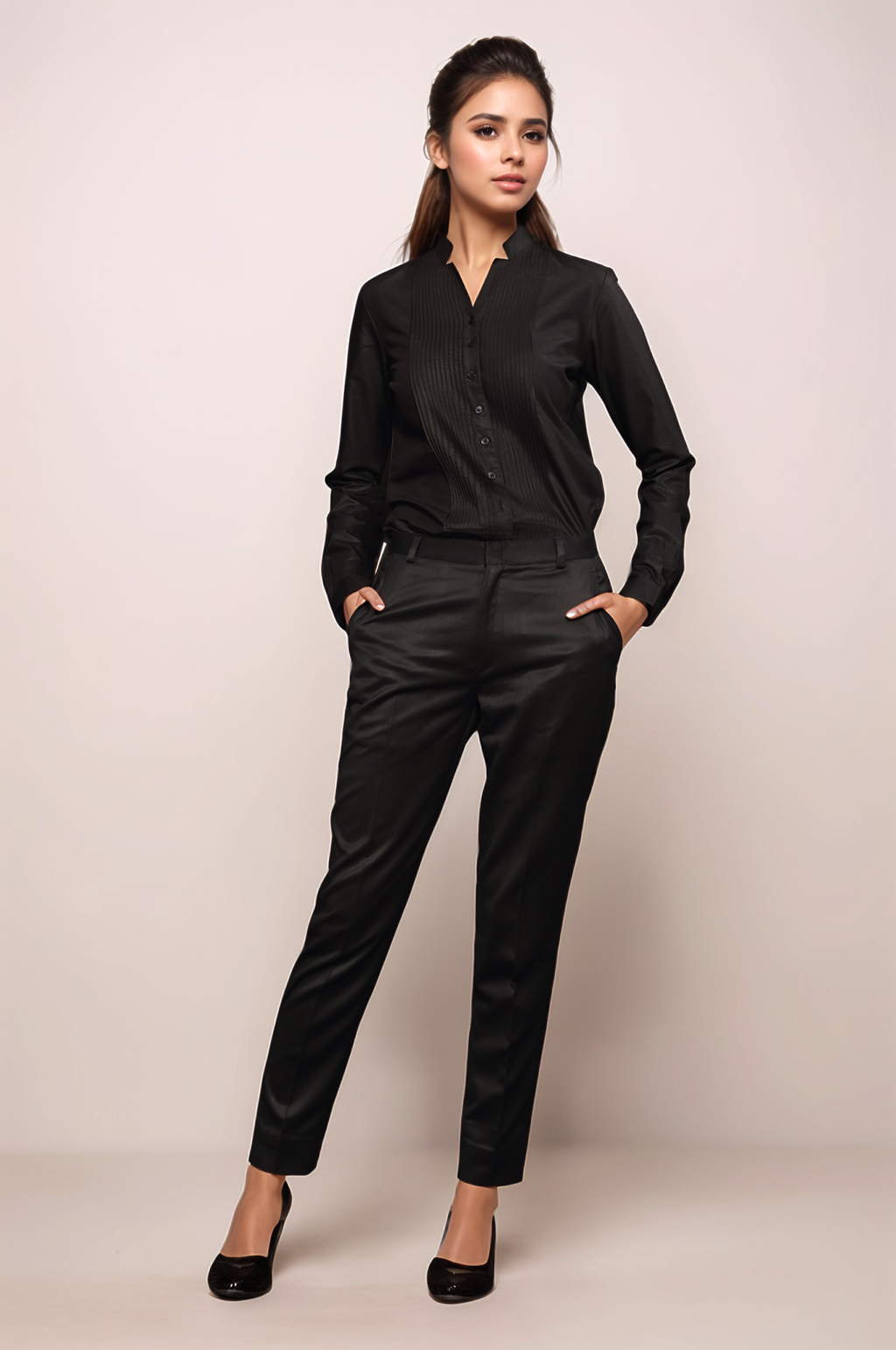 Black Tuxedo Women Shirt