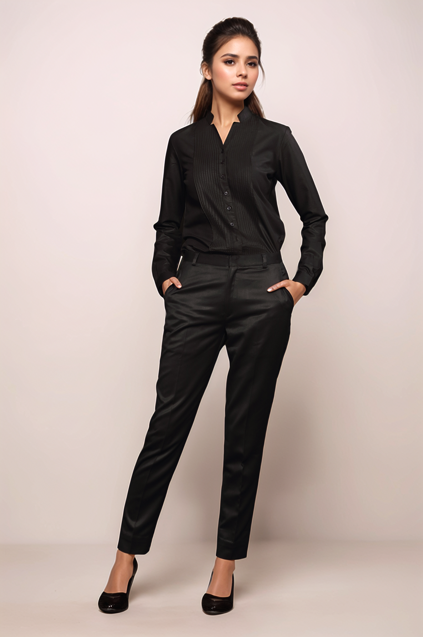 Black Tuxedo Women Shirt