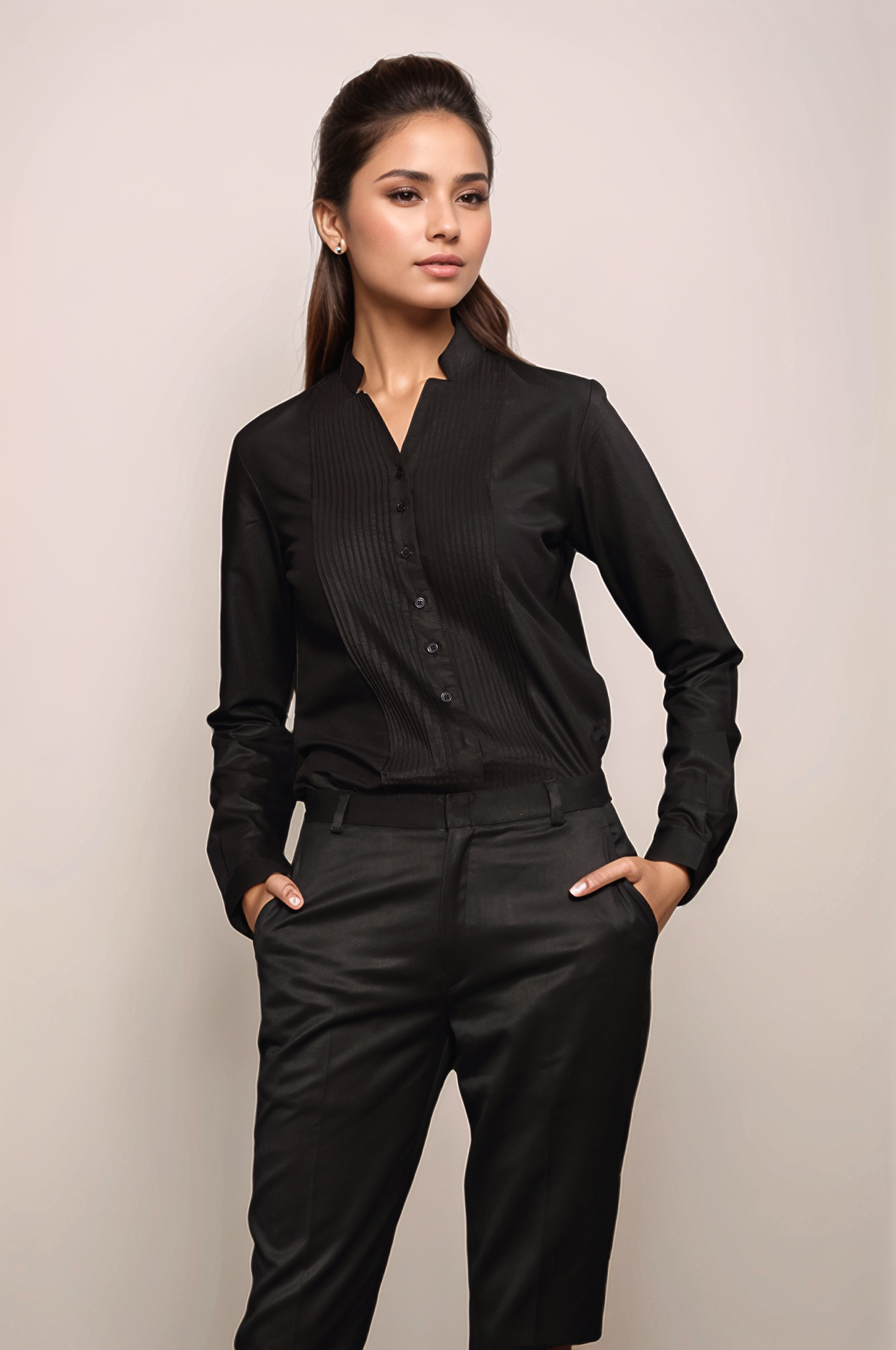 Black Tuxedo Women Shirt
