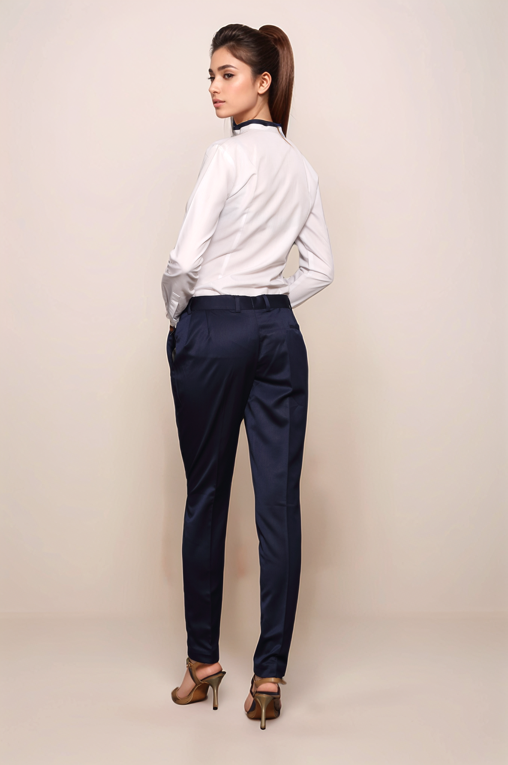 White Pleated Women Shirt