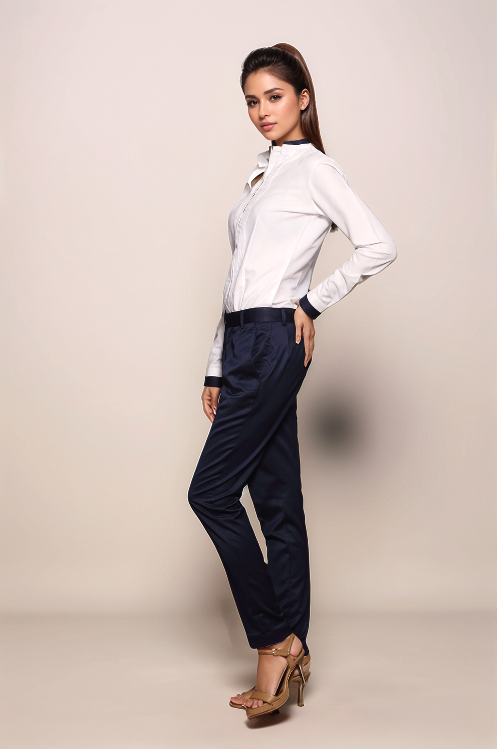 White Pleated Women Shirt