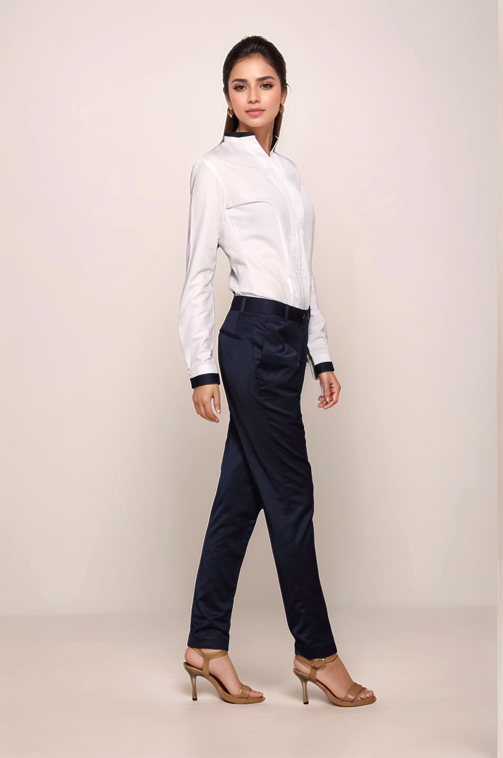 White Pleated Women Shirt