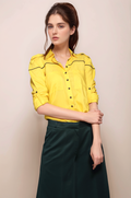 Yellow-Black Piping Women Shirt