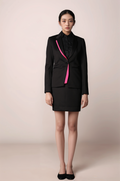 Black-Pink Formal Blazer & Black Pink Piping Skirt Suit