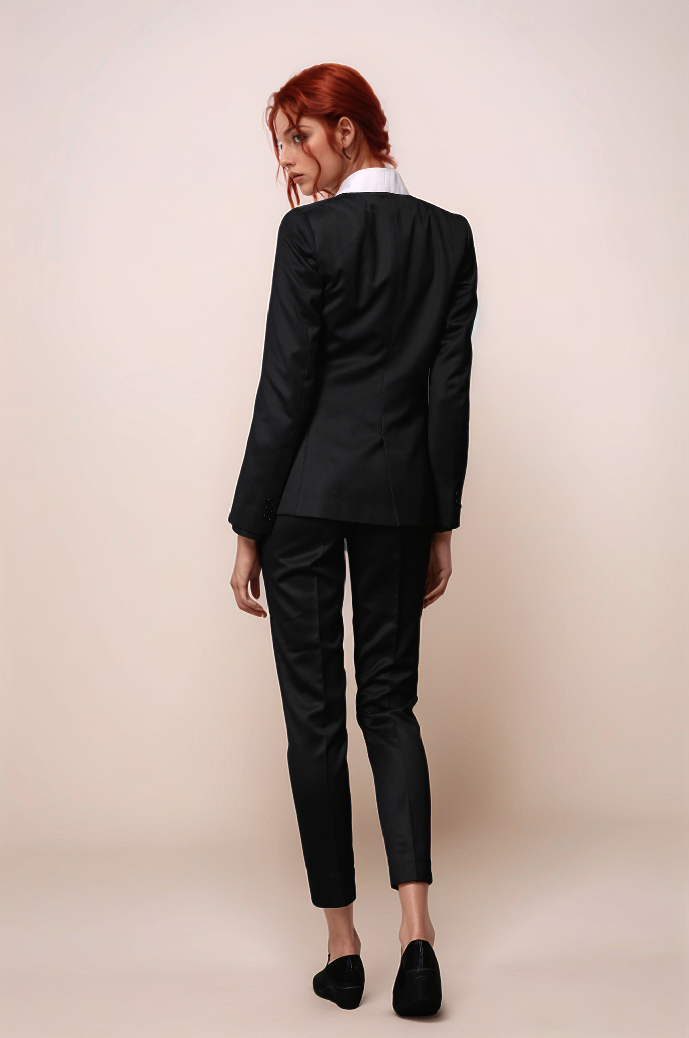Black White Panel Blazer & Black Slim Fit Trouser Suit