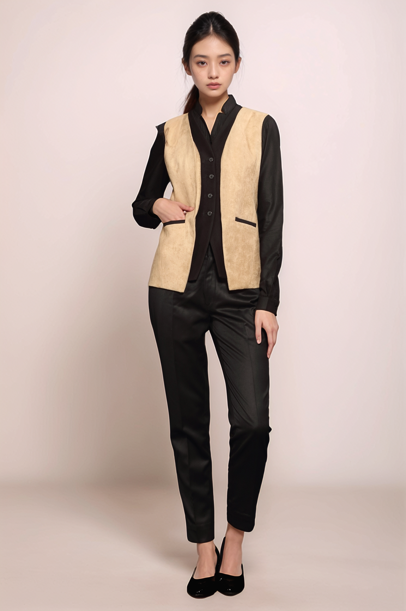 Beige Layered Waistcoat