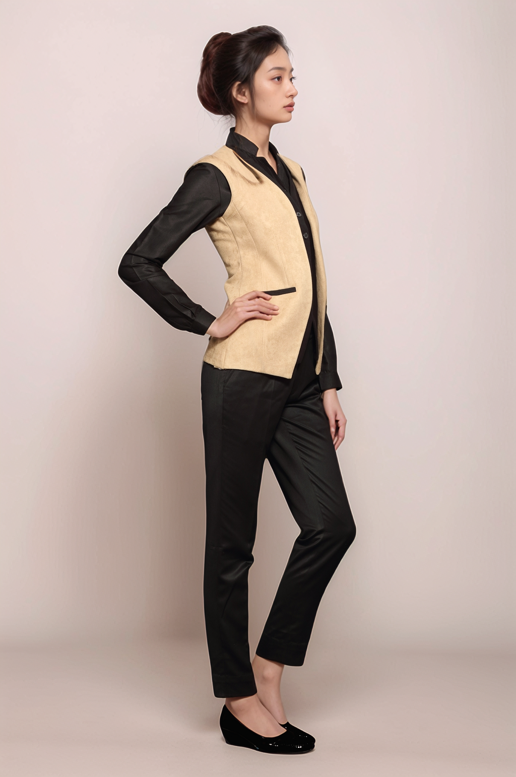 Beige Layered Waistcoat