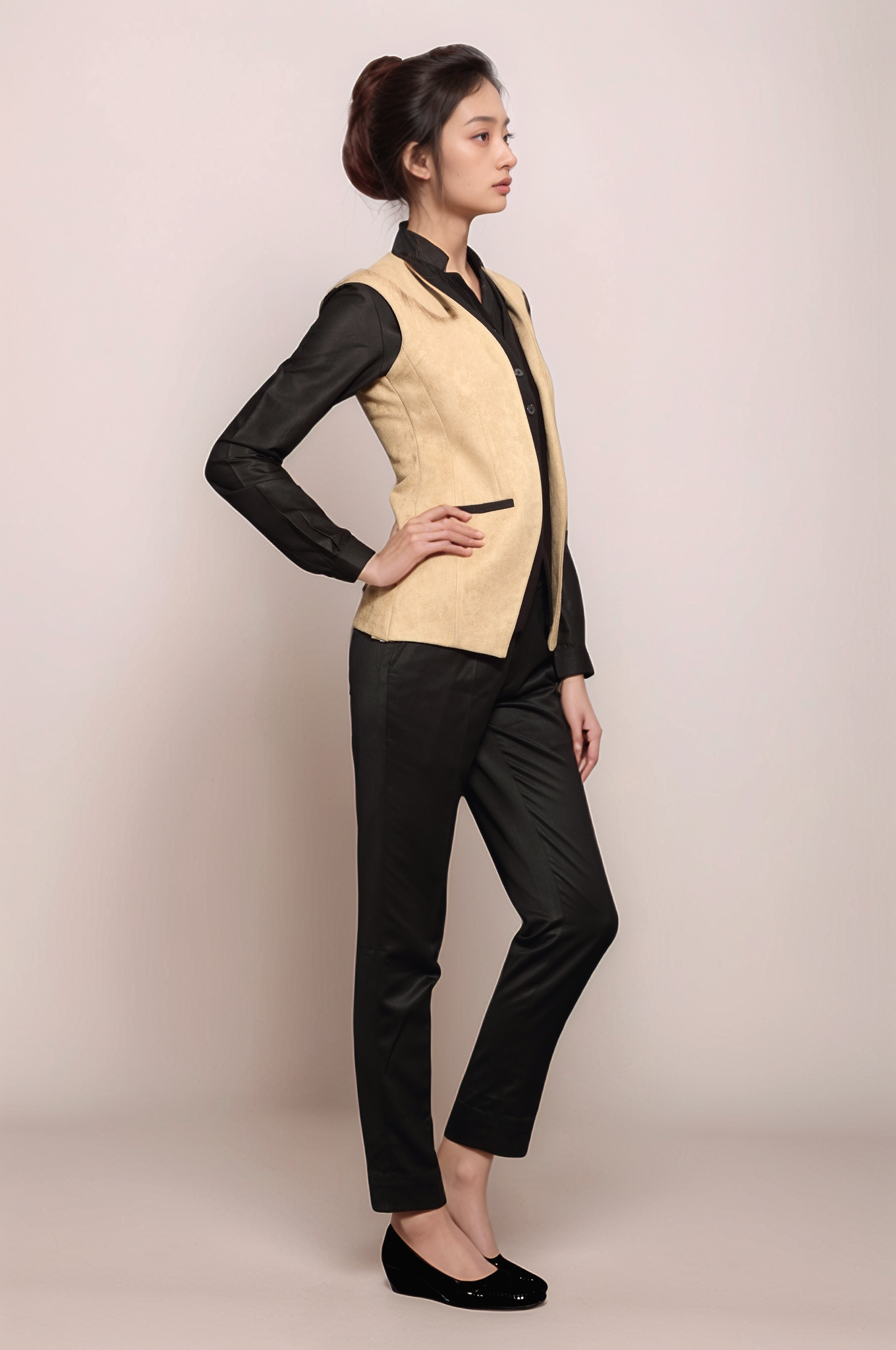 Beige Layered Waistcoat