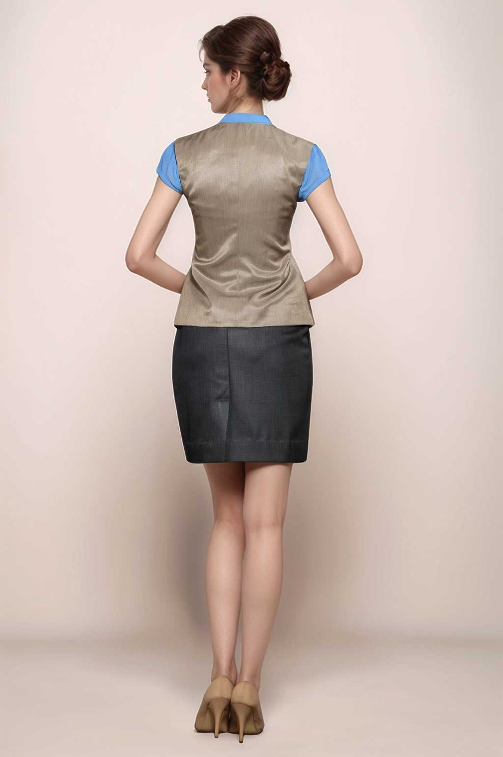 Beige V-Neck Waistcoat