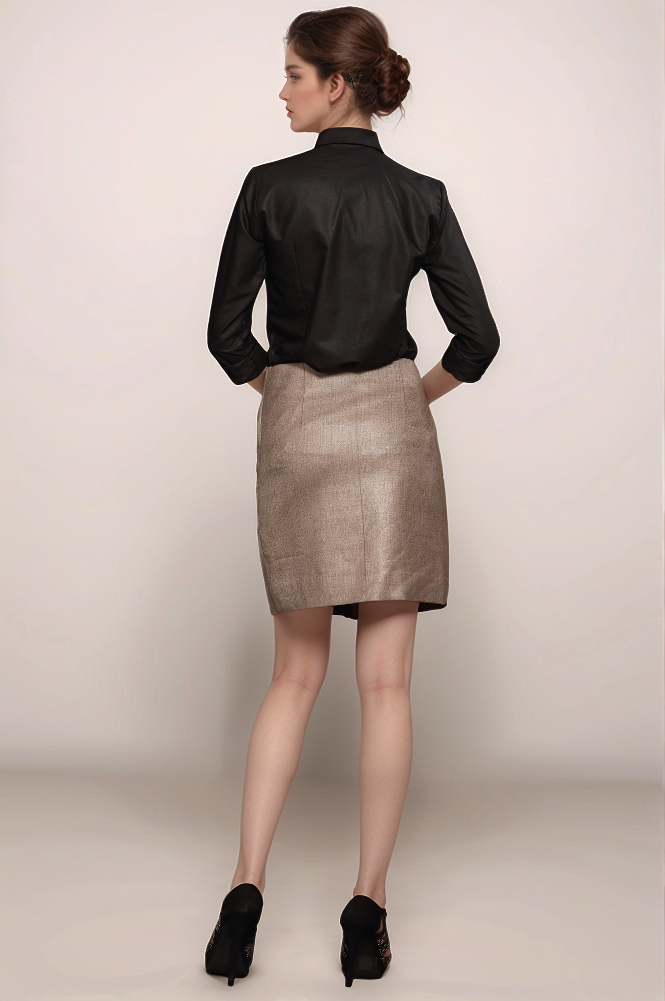 Beige Striped Skirt