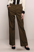 Brown Cotton Parallel Trouser