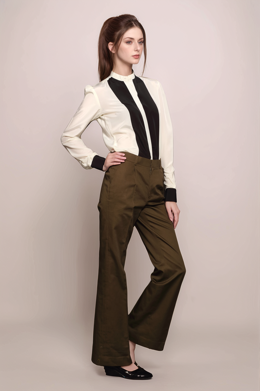 Brown Cotton Parallel Trouser