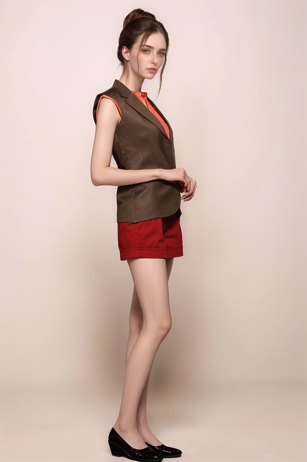 Brown Notch Collar Waistcoat