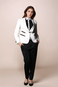 White Classy Blazer & Black Slim Fit Trouser Suit